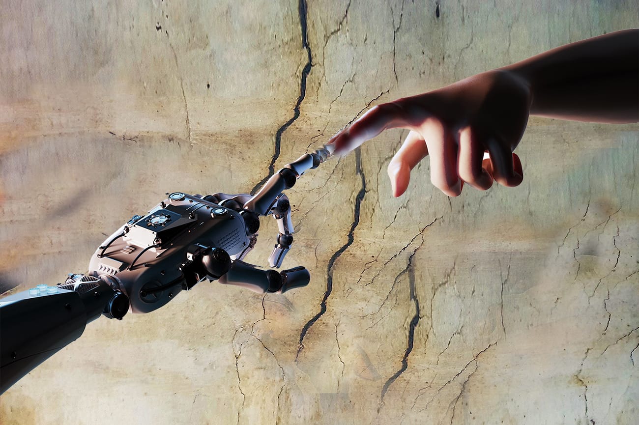 Painting Of Creation Of Adam By Michelangelo At The Sistine Chapel