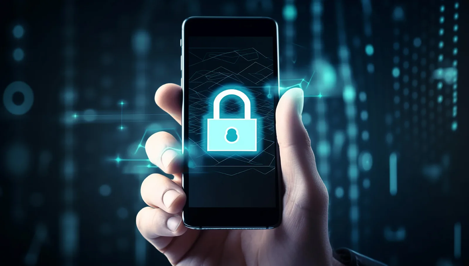 Mobile Phone Encrypted With Padlock Symbol For Security Generated By Ai